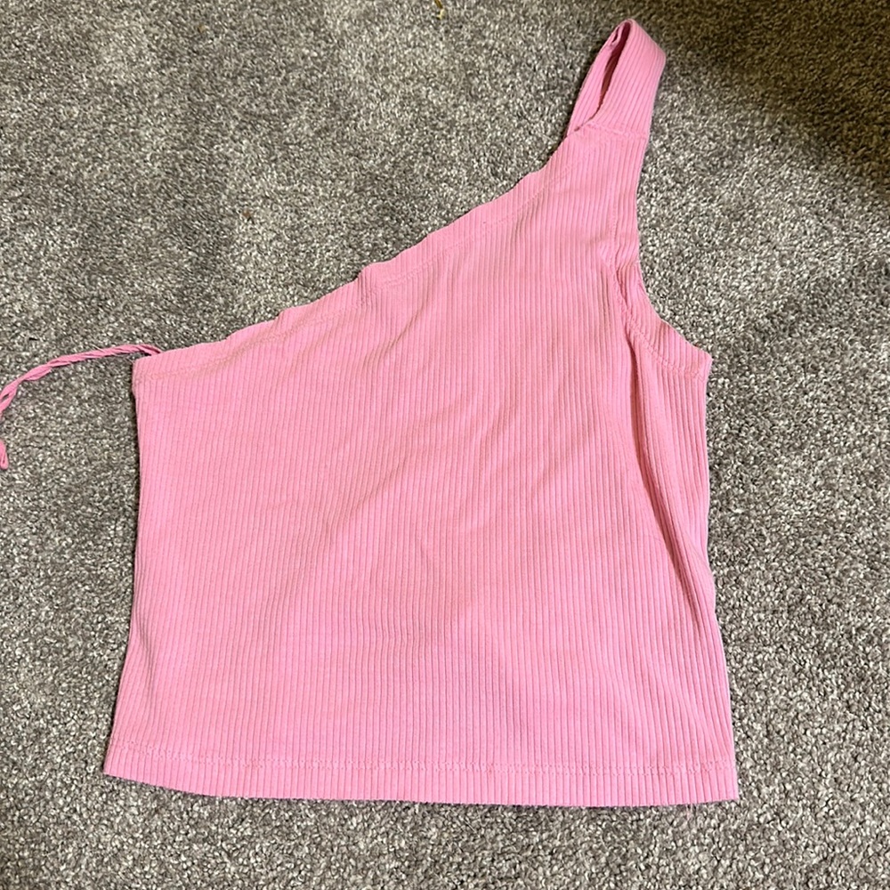 one shoulder ribbed tank top
